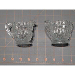 Vintage Fostoria American Clear Glass Cream & Sugar Set